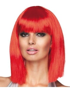 Neon red wig - high quality, perfect for carnival, themed parties and special events