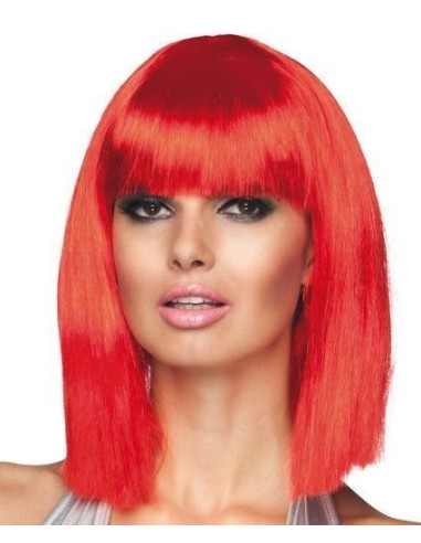 Neon red wig - high quality, perfect for carnival, themed parties and special events