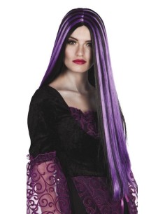 Peluca bruja negro y violeta - de alta calidad, ideal para carnaval, fiestas temáticas y eventos especiales