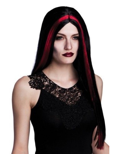 Black and red witch wig - high quality, perfect for carnival, themed parties, and special events