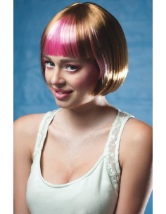 Peluca fabienne marron y rosa - de alta calidad, ideal para carnaval, fiestas temáticas y eventos especiales