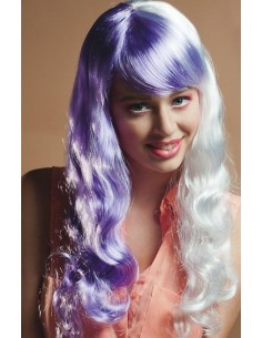 Peluca vivi blanco y lila - de alta calidad, ideal para carnaval, fiestas temáticas y eventos especiales