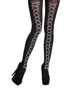 Pantys negros con huesos - de alta calidad, ideal para carnaval, fiestas temáticas y eventos especiales
