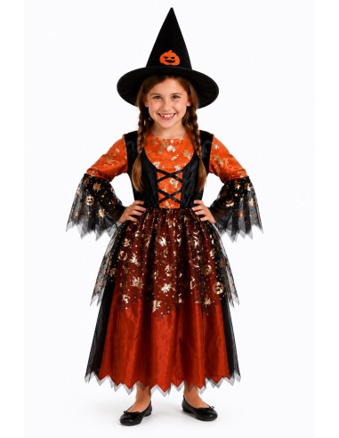 Disfraz Bruja Naranja - de alta calidad, ideal para carnaval, fiestas temáticas y eventos especiales