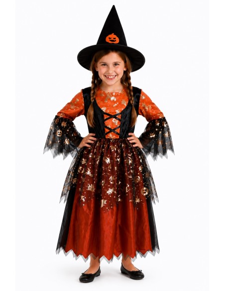 Disfraz Bruja Naranja - de alta calidad, ideal para carnaval, fiestas temáticas y eventos especiales