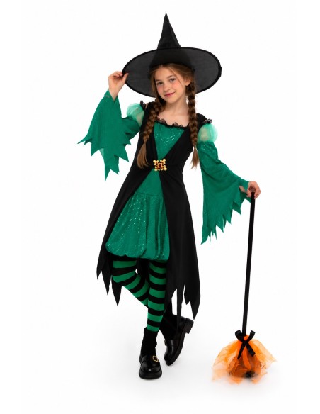 Costume Nouvelle Sorcière Verte Émeraude | Costumes Enfants Le Roi du Carnaval