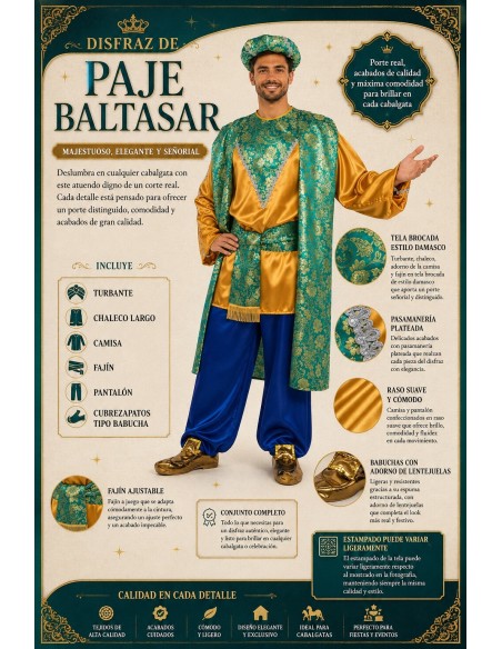 Disfraz Paje Baltasar Talla L Nuevo | Disfraces Adultos El Rey del Carnaval