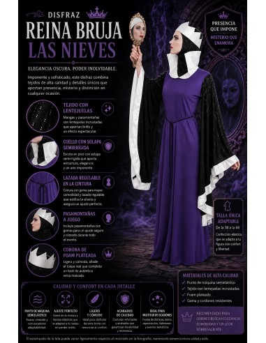 Disfraz Reina Bruja Las Nieves Talla M Nuevo | Disfraces Adultos El Rey del Carnaval