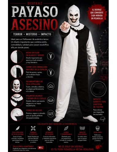 Disfraz Payaso Asesino L Nuevo | Disfraces Adultos El Rey del Carnaval
