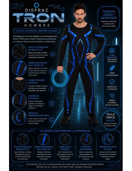 Disfraz Tron Hombre Talla L Nuevo | Disfraces Adultos El Rey del Carnaval
