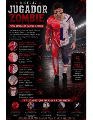 Disfraz Jugador Zombie Talla L Nuevo | Disfraces Adultos El Rey del Carnaval