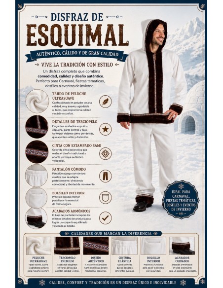 Eskimo Kostüm Größe L | Erwachsene kostumiert der König des Karnevals