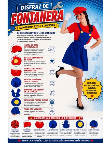 Disfraz Fontanera Videojuego Talla M | Disfraces Adultos El Rey del Carnaval