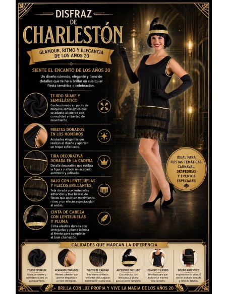 Black Charleston Costume Size M | Adult Costumes The Carnival King