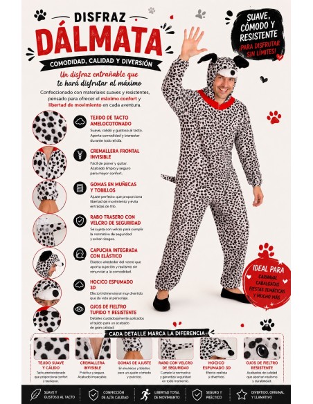 Dalmata Verkleidung Größe L | Erwachsene kostumiert der König des Karnevals