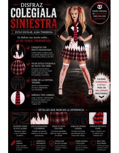 Disfraz Colegiala Siniestra Talla M | Disfraces Adultos El Rey del Carnaval