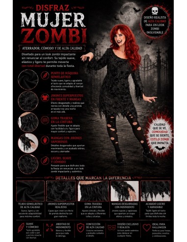 Disfraz Mujer Zombie Talla M | Disfraces Adultos El Rey del Carnaval
