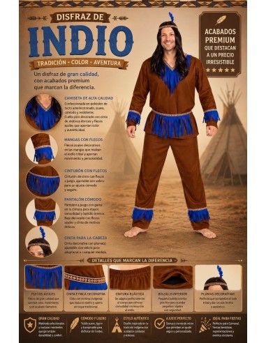 Disfraz Indio Talla L | Disfraces Adultos El Rey del Carnaval