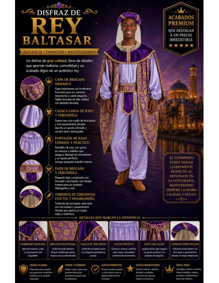 Disfraz Rey Baltasar Talla L | Disfraces Adultos El Rey del Carnaval