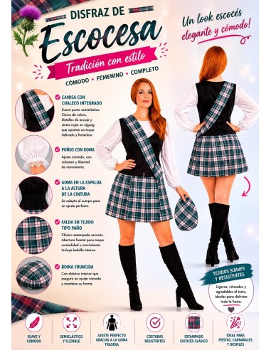 Disfraz Escocesa Talla M | Disfraces Adultos El Rey del Carnaval
