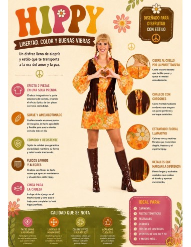 Disfraz Hippy Mujer Talla M | Disfraces Adultos El Rey del Carnaval
