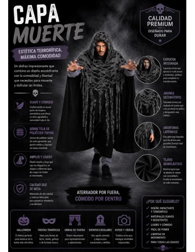 Capa Muerte Talla L | Disfraces Adultos El Rey del Carnaval