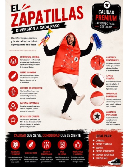Disfraz El Zapatilla Talla L | Disfraces Adultos El Rey del Carnaval