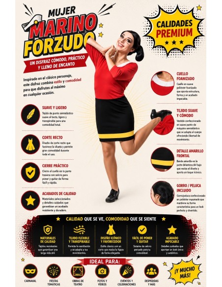 Woman Sailor Strongman Costume Size M | Adult Costumes The King of Carnaval