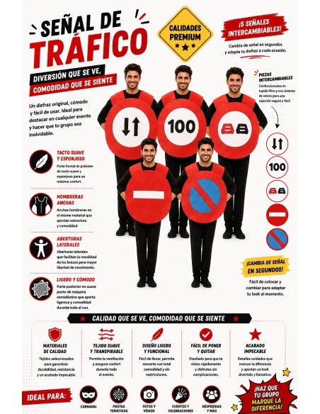 Disfraz Señal Trafico Talla L | Disfraces Adultos El Rey del Carnaval