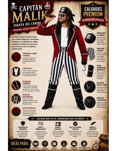 Costume de Pirate Taille L | Costumes pour Adultes Le Roi du Carnaval