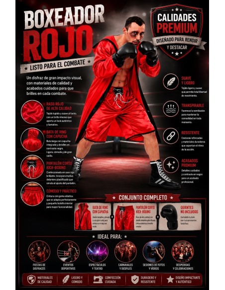 Red Boxer Costume Size L | Adult Costumes The Carnival King