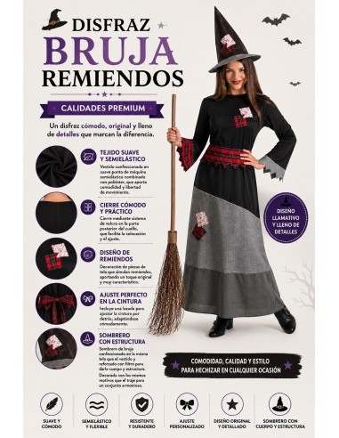 Disfraz Bruja Remiendos Talla M | Disfraces Adultos El Rey del Carnaval