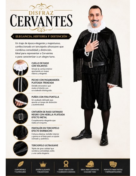Fato de Cervantes Tamanho L | Traje de Adulto O Rei do Carnaval