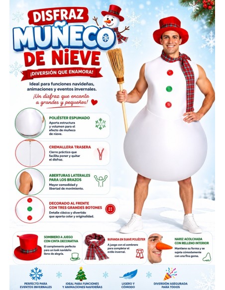 Disfraz Muñeco de Nieve Talla L | Disfraces Adultos El Rey del Carnaval