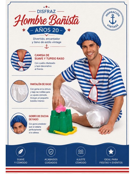 1920s Male Bathing Suit Costume | Adult Costumes The King of Carnival