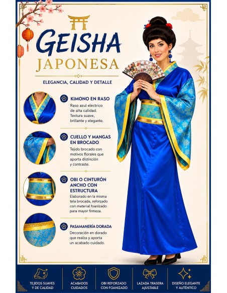 Costume Geisha Blu Taglia M | Costumi Adulti Il Re del Carnevale