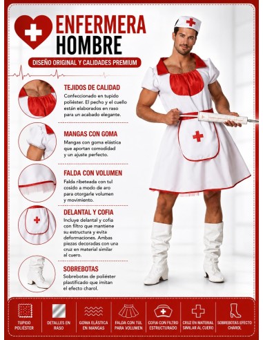 Disfraz Enfermera Hombre Talla X | Disfraces Adultos El Rey del Carnaval