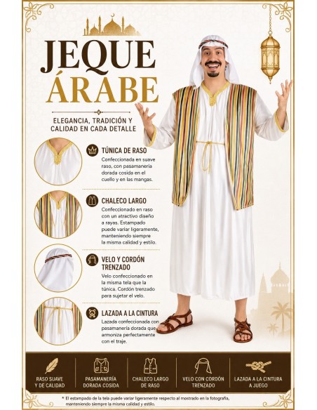 Déguisement Cheik Arabe Taille L | Déguisements pour Adultes Le Roi du Carnaval