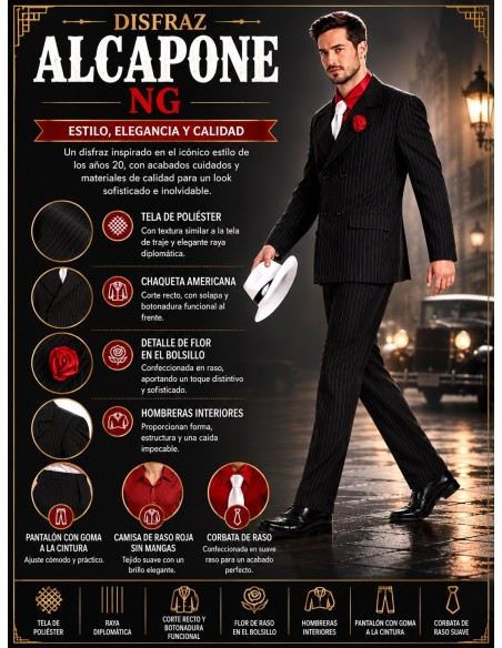Disfraz Alcapone Ng Talla L | Disfraces Adultos El Rey del Carnaval