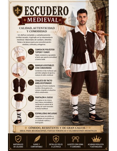 Disfraz Escudero Talla L | Disfraces Adultos El Rey del Carnaval