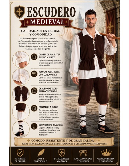 Déguisement d'écuyer Taille L | Costumes pour Adultes Le Roi du Carnaval