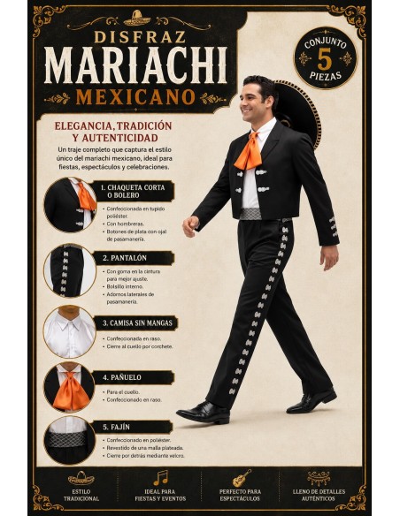 Disfraz Mejicano Ng Talla L | Disfraces Adultos El Rey del Carnaval
