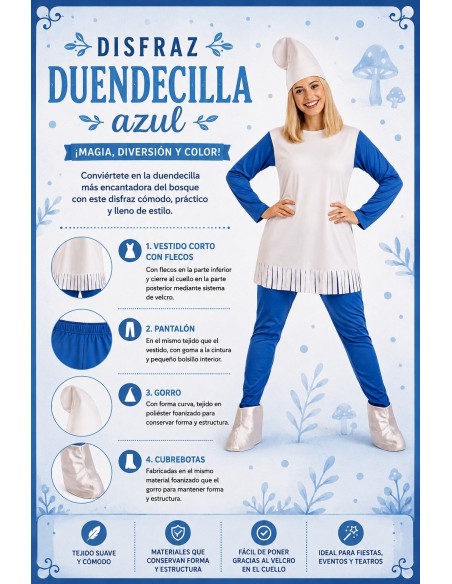 Disfraz Enanita Azul Talla M Nuevo | Disfraces Adultos El Rey del Carnaval