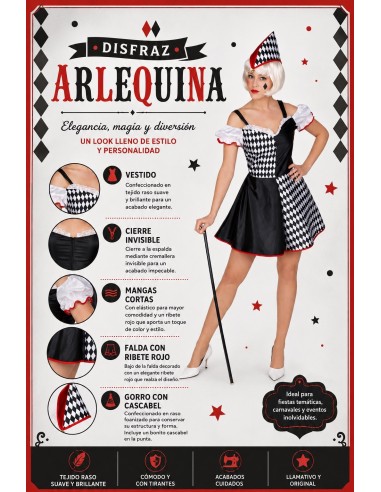 Costume Arlequina Taglia M | Costumi per Adulti Il Re del Carnevale