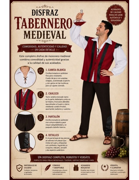 Costume da cameriere Taglia L | Costumi per Adulti Il Re del Carnevale