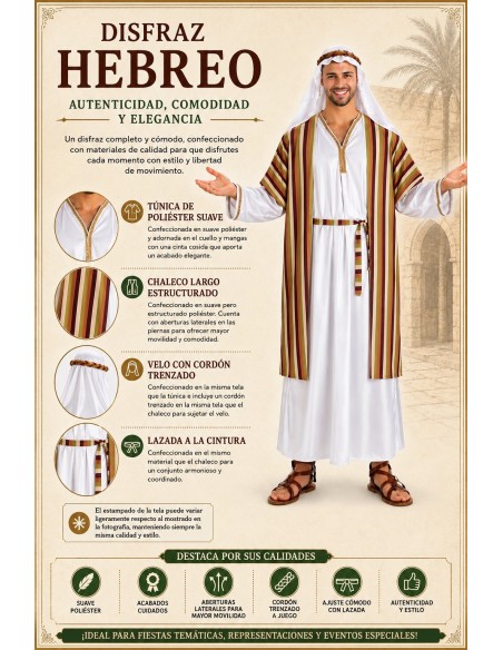 Déguisement Hébreu Taille L | Costumes pour Adultes Le Roi du Carnaval