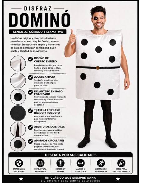 Costume Domino Taille L | Costumes pour Adultes Le Roi du Carnaval
