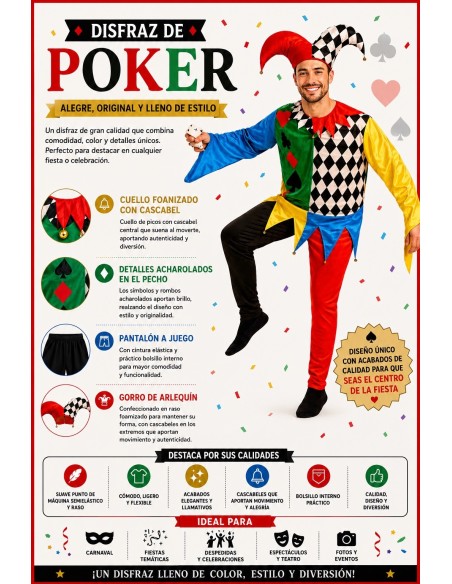 Poker Kostüm Größe L | Erwachsenenkostüme Der König des Karnevals