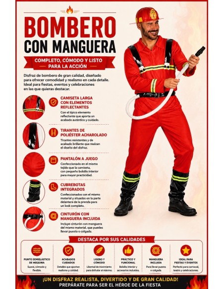Firefighter Costume Size L | Adult Costumes The King of Carnival