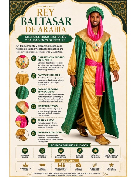 King Baltasar Costume Size L | Adult Costumes The King of Carnival